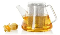 AdHoc Teekanne Fusion 1 l, Transparent - Material: Borosilikatglas - Edelstahl - Detailfarbe: Transparent - Filtertyp: Ohne - Fassungsvermögen: 1 l - Kompatible Kochfelder: Manuell - nicht für Kochfelder