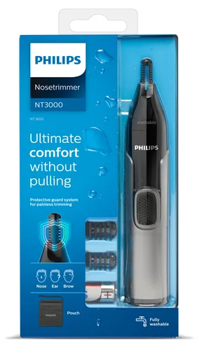 Philips 3000 series Nose Trimmer Series 3000 NT3650/16 Washable nose, ear and eyebrow trimmer with 2 combs