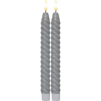 Star Trading LED-Stabkerzen Set Flamme Swirl, Ø 2.3 x 25 cm, Grau, 2 Stk - Betriebsart: Batteriebetrieb - Fernbedienung: Nein - Aussenanwendung: Nein - Höhe: 25 cm - Timerfunktion: Ja - Set: Ja