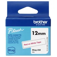 PTOUCH Band rot/weiss nicht laminiert BTAG-232 PT-N10/N20/N25BT 12 mm
