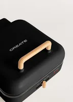 Create Waffeleisen Stone Studio Pro - 180° Schwarz - Leistung: 1400 W - Anzahl pro Durchgang: 1 - Motiv: Liniert