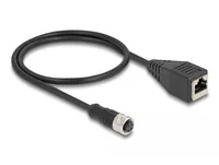 Delock M12 Adapterkabel D-kodiert 4 Pin Buchse zu RJ45 Buchse 50 cm