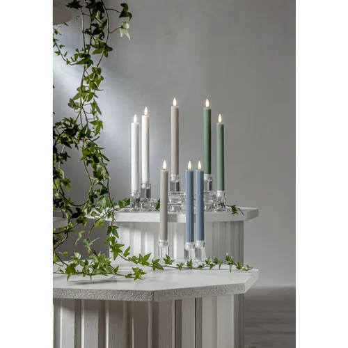 Star Trading LED-Stabkerzen Set Flamme Stripe, 25 cm, Beige, 2 Stück - Betriebsart: Batteriebetrieb - Fernbedienung: Nein - Aussenanwendung: Nein - Höhe: 25 cm - Timerfunktion: Ja - Set: Ja