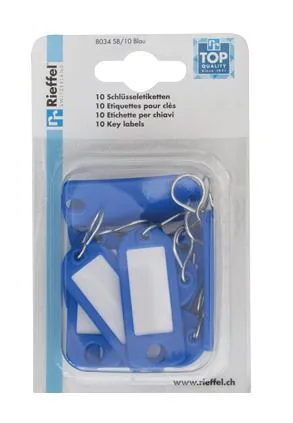 Robert Rieffel Schlüsselanhänger 2.2 x 5.5 cm, 10 Stück, Blau - Motiv: Ohne Motiv - Detailfarbe: Blau