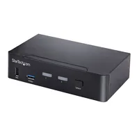 StarTech.com 2-Port USB-C KVM Switch, Single 4K 60Hz DisplayPort Monitor, 3.5mm Audio, 6x USB Hub Ports, Hot Key Switching, Thunderbolt 3/4 Compatible - TAA