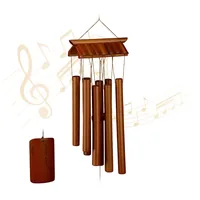 relaxdays Windspiel Tempel 62 cm - Motiv: Ohne Motiv - Detailfarbe: Braun