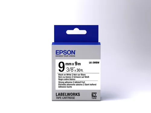 TAPE LK-3WBW STRNG ADH ADHESIVE LK-3WBW BLACK/WHITE 9MM