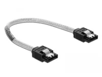 Delock SATA3-Kabel 85340 20 cm - Datenanschluss Seite A: SATA mit Metallclip - Datenanschluss Seite B: SATA mit Metallclip - Detailfarbe: Transparent - Schwarz - Anzahl Ausgänge: 1 × - Winkelstecker: Nein - Kabellänge: 20 cm