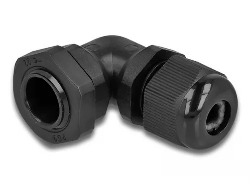 Delock Kabelverschraubung PG9, 19 mm 90° gewinkelt - Gewindetyp: PG9 - Material: Kunststoff