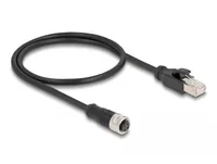 Delock M12 Adapterkabel D-kodiert 4 Pin Buchse zu RJ45 Stecker 50 cm