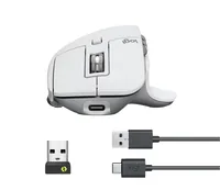 Logitech Maus MX Master 3S Pale Grey - Maus-Typ: Standard - Maus Features: Seitliches Scrollrad - Logi Bolt-Empfänger - Easy Switch - Daumentaste - Scrollrad - Bedienungsseite: Rechtshänder - Detailfarbe: Weiss - Verbindungsart: Kabellos - Schnittstelle: 