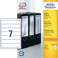 Avery Zweckform Ordneretiketten L4760 100 x 192 mm - Klebehaftung: Permanent - Drucker Kompatibilität: Inkjet - Laser - Anzahl Blatt: 100 × - Papierformat: A4 - Anzahl Etiketten: 700 - Etikettengrösse: 38 x 192 mm