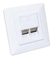 Intellinet 2-Port Cat6 10G Shielded RJ45 Wall Plate Flush Mount with Faceplate, STP, Signal White RAL9003