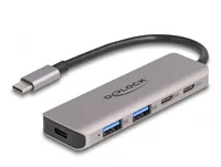 Delock USB-Hub 2x USB C 5Gbps/2x USB A 5Gbps - Stromversorgung: USB-C - Anzahl Ports: 4 - Detailfarbe: Grau - USB Standard: 3.0/3.1/3.2 Gen 1 (5 Gbps) - USB Anschluss 2 (Endgerät): USB A - USB C - USB Anschluss 1 (Quelle): USB C