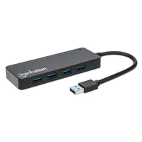 Manhattan USB-A 4-Port Hub, 4x USB-A Ports, 5 Gbps (USB 3.2 Gen1 aka USB 3.0), USB powered (no external power supply required), Equivalent to ST4300PBU3 & ST4300MINU3B
