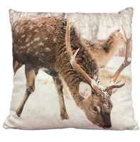 Dameco gefüllt Hirsch 40 x  40 cm, Beige/Braun - Breite: 40 cm - Detailfarbe: Beige - Braun - Eigenschaften: Keine Eigenschaft - Zertifikate: Keine Zertifizierung - Bezug abnehmbar: Ja - Mit Bezug: Ja
