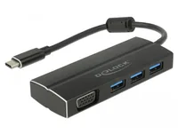 Delock Dockingstation USB 3.1 Typ-C Gen1 - 3x Typ-A + 1x VGA - Ladefunktion: Nein - Dockinganschluss: USB-C - Kompatible Hersteller: Universal - Vesa-Bohrung vorhanden: Nein