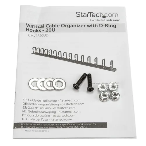 StarTech.com Vertical Cable Organizer with D-Ring Hooks - 20U - 2.8ft.