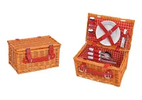 G. Wurm Picknickkorb 12-teilig, Rot/Braun - Material: Weide - Detailfarbe: Rot - Braun - Länge: 19 cm - Anzahl Teile: 12 Teile - Breite: 30 cm - Höhe: 16 cm