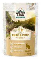 Wildes Land Nassfutter Adult Ente und Pute 100 g - Tierbedürfnis: Kein besonderes Bedürfnis - Lebensphase: Adult (1-7 Jahre) - Produkttyp: Alleinfutter - Packungsgrösse: 100 g - Fleischsorte: Ente - Pute - Tierart: Katze