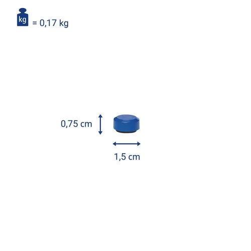 Maul Haftmagnet MAULpro Pro 20 x Ø 15 mm Blau, 20 Stück - Detailfarbe: Blau - Verpackungseinheit: 20 Stück - Haftkraft: Leicht haftend
