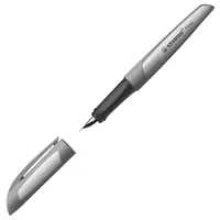 STABILO Füllfederhalter Flow Monochrom Grau - Strichstärke: 0.5 mm - Medium (M) - Set: Nein - Bedienungsseite Stift: Universal - Ergnonomisch Schreiben: Ja - Anwender: Erwachsene - Heimanwender - Schüler - Studenten - Schriftfarbe: Blau