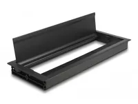 Delock Einbaurahmen für Tisch mit Bürste 300x120x28mm, Schwarz - Zubehörtyp Steckerleisten: Einbaurahmen
