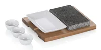Kela Hot Stone Platte XL Country 6-teilig - Material: Granit - Anzahl Teile: 6 Teile - Produkttyp: Hot Stone - Ausstattung: Holzplatte - Anzahl Unterteilungen: 3 × - Detailfarbe: Grau - Weiss