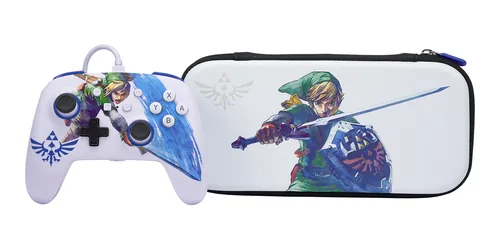 Power A Enhanced Wired Controller Master Sword Attack - Plattform: Nintendo Switch - Nintendo Switch OLED-Modell - Verbindungsmöglichkeiten: Kabelgebunden - USB Typ-A - Controller Typ: Gamepad - Detailfarbe: Blau - Mehrfarbig - Weiss