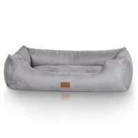 Knuffelwuff Hunde-Bett Dreamline Velour XL, 105 x 75 cm, Grau - Breite: 75 cm - Länge: 105 cm - Detailfarbe: Grau - Tierart: Hund - Produkttyp: Bett