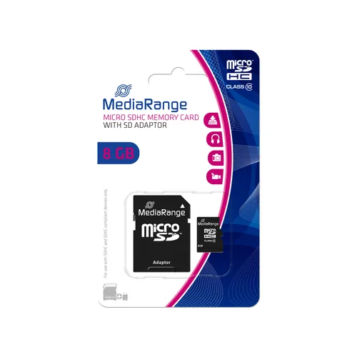 SD-Card micro 8GB SDHC Klasse 10, mit Adapter, 8GB