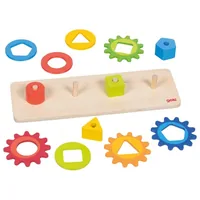 Goki Sortierspiel Formen mit Zahnrädern 30 x 10 x 4 cm, 12 Teile - Altersempfehlung ab: 2 Jahren - Material: Holz - Nachhaltigkeit: Nicht angegeben - Detailfarbe: Mehrfarbig