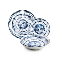Ibili Teller-Set Zeeland 26.8-20-19.2 cm 12 Stück, Blau/Weiss - Material: Porzellan - Teller Typ: Speise-Service - Detailfarbe: Weiss - Blau - Verpackungseinheit: 1 Stück - Form: Rund