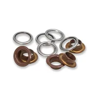 Prym Ösen mit Scheiben 20 Stück, Dunkelbraun-Silber - Verpackungseinheit: 20 Stück - Detailfarbe: Dunkelbraun - Silber - Produkttyp: Ösen
