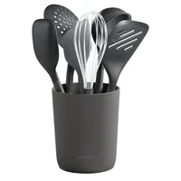 Zyliss Küchenutensilien mit Ständer 7-teilig, Grau/Silber/Schwarz - Detailfarbe: Silber - Grau - Schwarz - Spülmaschinenfest: Ja - Material Küchenhelfer: Edelstahl - Nylon - Silikon