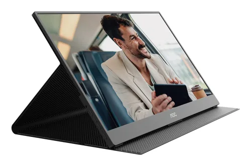 AOC Monitor 16T20E2 - Bildschirmdiagonale in Zoll: 15.6  - Auflösung: 1920 x 1080 (Full HD) - Video-Anschlüsse: Mini-HDMI - USB Typ-C - Anwendungsbereich: Business - Ergonomie: Neigbar - Curved: Nein