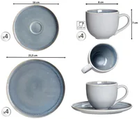 Ritzenhoff & Breker Kaffee-Service Skagen 12-teilig, Graublau - Material: Porzellan - Teller Typ: Frühstücks- & Dessertteller - Detailfarbe: Grau - Blau - Verpackungseinheit: 1 Stück - Form: Rund