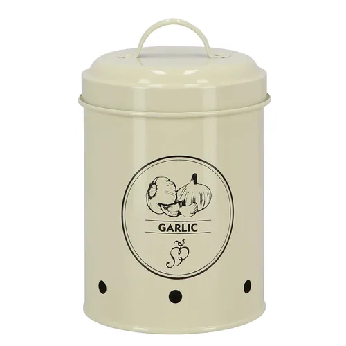 Esschert Design Knoblauchdose Vorratsdose Karbonstahl Creme 1.12 l - Anwendungszweck: Knoblauch - Materialtyp: Metall - Set: Nein