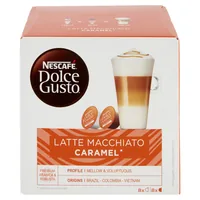 Nescafé Kaffeekapseln Latte Macchiato Caramel 8 Portionen - Entkoffeiniert: Nein - Produktionsland: Brasilien - Kolumbien - Packungsgrösse: 8 Stück - Geschmacksrichtung: Caramel - Getränkeart: Latte Macchiato - Kaffeeart: NESCAFÉ Dolce Gusto