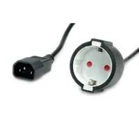 VALUE Netzkabel, C14 auf CEE7/3, max. 10A (2300W), nur fr Verwendung an USV, schwarz, 0,3 m