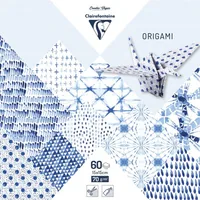 Clairefontaine Bastelpapier Origami Papier Shibori, 60 Blatt - Papierformat: 15 x 15 cm - Selbstklebend: Nein - Papierfarbe: Blau - Mehrfarbig - Weiss - Papiertyp: Bastelpapier - Mediengewicht: 70 g/m² - Verpackungseinheit: 60 Stück