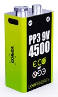 Verico Akku PP3 Li-Ion 9V E-Block mit USB-C 500 mAh, 2 Stück - Bauform: 9V E-Block Akkus - Akkutyp: 6HR61 / 9V / 9V E-Block / 6F22 / 0097 - Akkukapazität: 500 mAh - Akkutyp: Lithium-Ion (Li-Ion) - Spannung: 9 V - Höhe: 48.5 mm