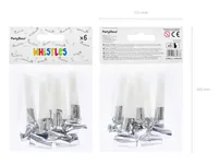 Partydeco Partypfeife Silber, 6 Stück - Packungsgrösse: 6 Stück - Produkttyp: Partypfeife - Material: PET - Papier - Polypropylen (PP) - Detailfarbe: Silber - Motto: Universal