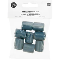 Rico Design Holzperlen Makramee Petrol, 8 Stück - Packungsgrösse: 8 Stück - Durchmesser: 24 mm - Detailfarbe: Petrol - Perlenart: Holzperlen