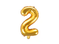 Partydeco Folienballon Zahl 2 klein 35 cm, gold, 1 Stück - Packungsgrösse: 1 Stück - Grösse: 35 cm - Motiv: Zahlen - Produkttyp: Folienballon - Material: Folie - Detailfarbe: Gold