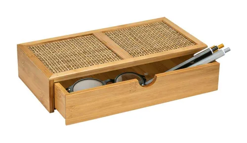 Wenko Aufbewahrungsbox Allegre mit Schublade, Hellbraun - Materialtyp: Holz - Material: Rattan - Detailfarbe: Hellbraun - Produkttyp: Aufbewahrungsbox