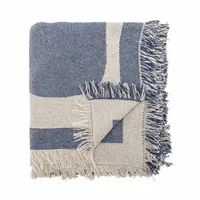 Bloomingville Decke Ethan 160 x 130 cm, Blau/Weiss - Nachhaltigkeit: Nicht angegeben - Produkttyp: Decken - Detailfarbe: Blau - Weiss - Breite: 160 cm - Höhe: 130 cm - Detailmaterial: Recycled Baumwolle
