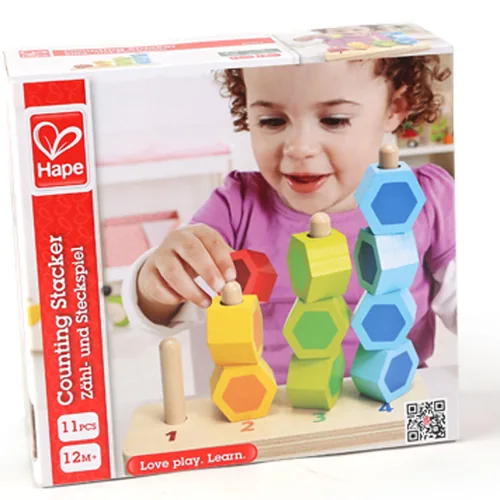 Hape Zähl- und Steckspiel - Altersempfehlung ab: 12 Monaten - Eigenschaften: Keine Eigenschaft - Material: Holz - Detailfarbe: Mehrfarbig
