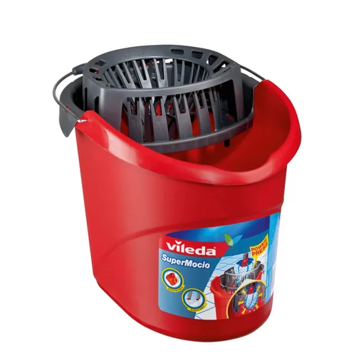 Vileda Wischmop-Eimer SuperMocio Eimer, 15 l, Rot - Ausstattung Putzeimer: Eimer - Mop System - Pressaufsatz - Tragegriff - Volumen: 15 l - Detailfarbe: Rot - Material: Kunststoff
