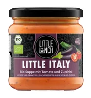 Little Lunch Bio Little Italy Suppe 350 ml - Produkttyp: Gemüse- & Pilzsuppe - Nährwertangabe pro: 100 ml - Energiegehalt (in kj): 195 KJ - Energiegehalt (in kcal): 47 Kcal - Fett: 2.2 g - Gesättigte Fettsäuren: 0.3 g